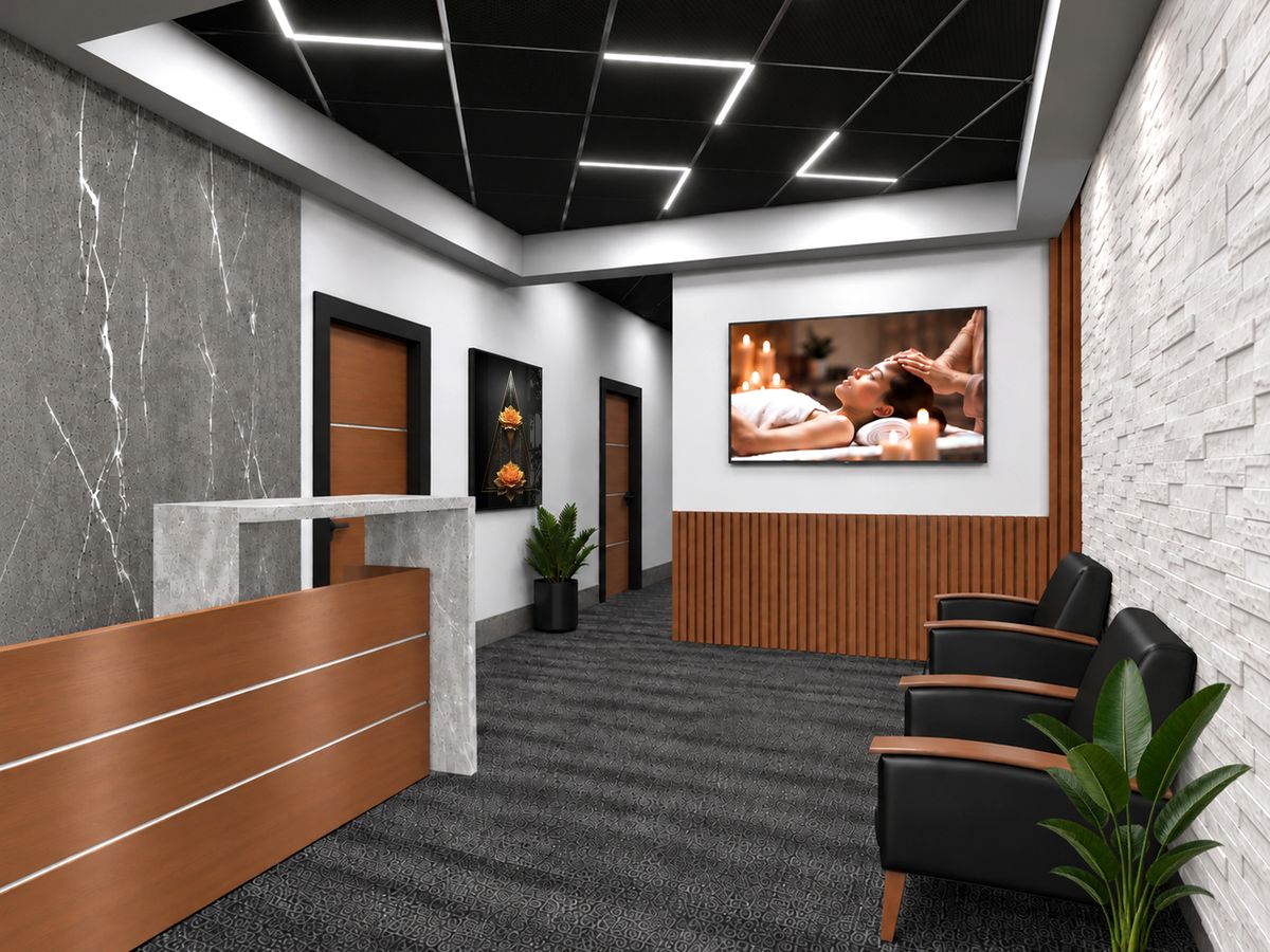 The reception lobby at Ocean Breeze Spa