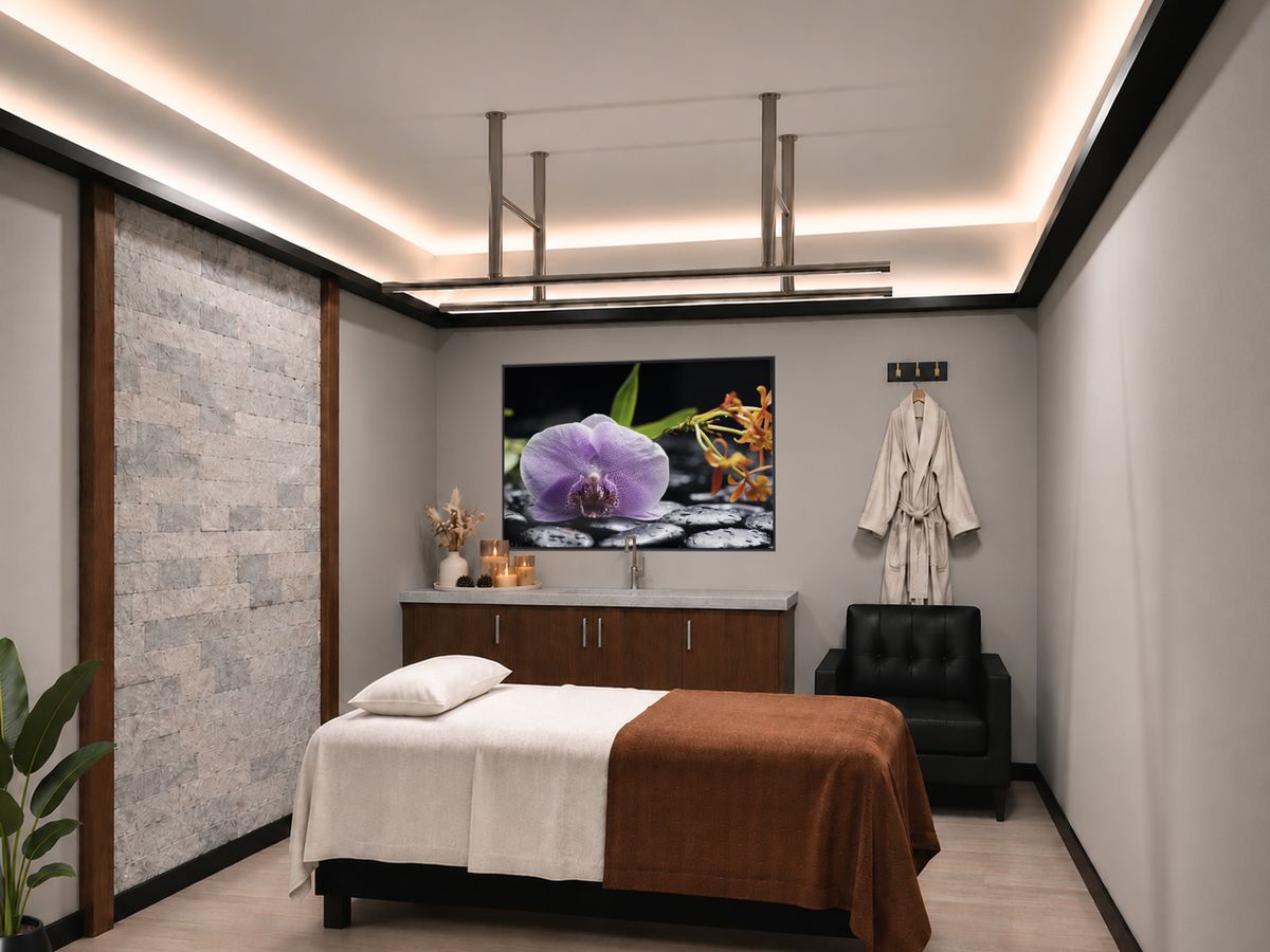 A private massage treatment room at Ocean Breeze Spa